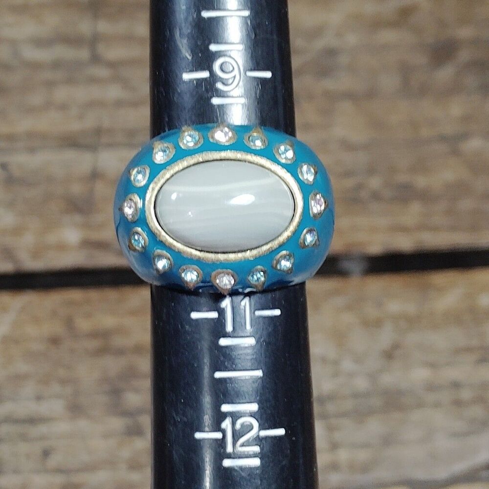 Lia Sophia Ring Taj Mahal Blue Cocktail Large Statement Sz 10 Jewelry Signed VTG